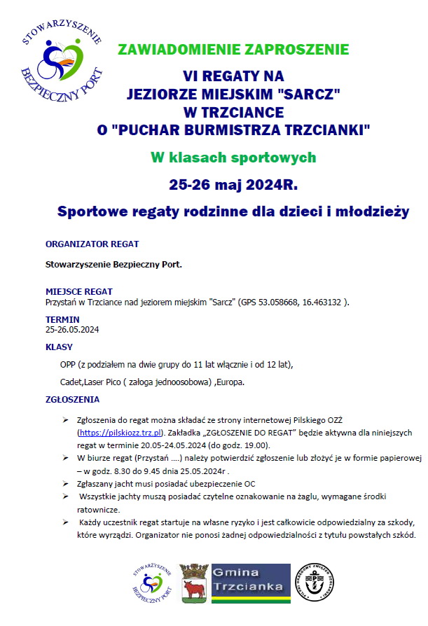 25-26 - VI Regaty na jeziorze miejskim Sarcz o 