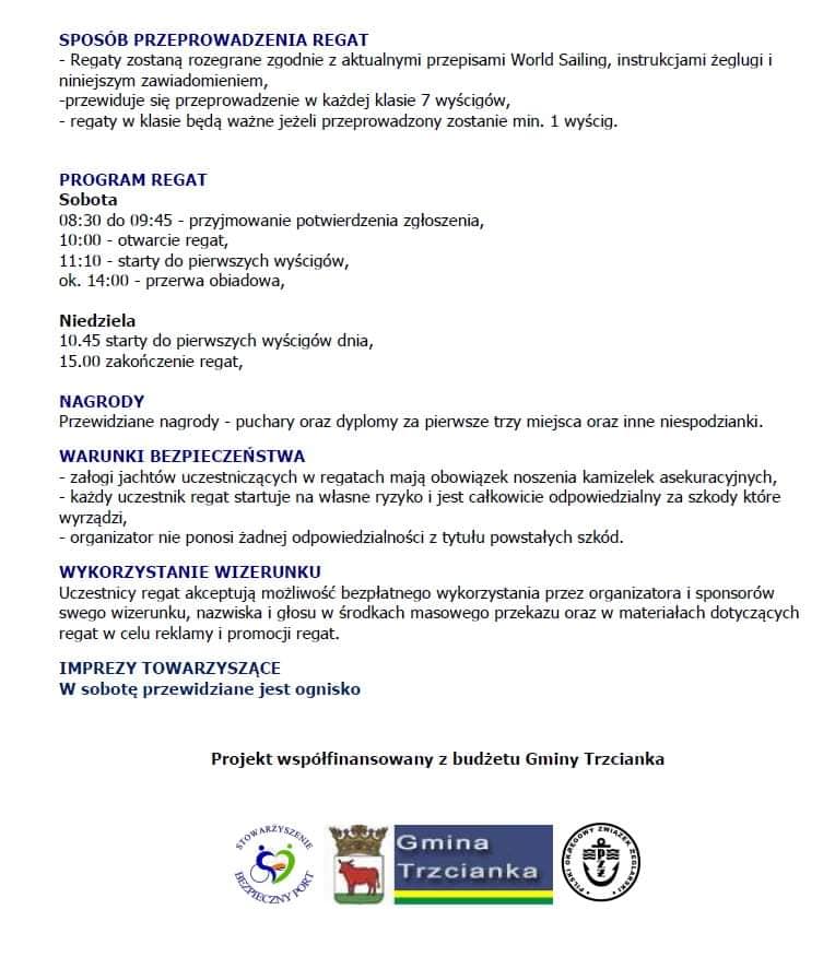 Szczegółowe informacje dotyczące regat